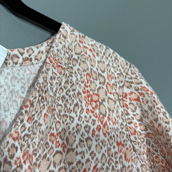 Jaclyn Smith Vintage Leopard Print Linen Blend Top - Size Medium - Lagenlook 90s - Picture 2 of 5